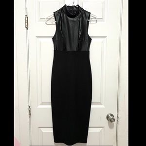 EXPRESS - Black Faux Leather Midi Dress size XXS